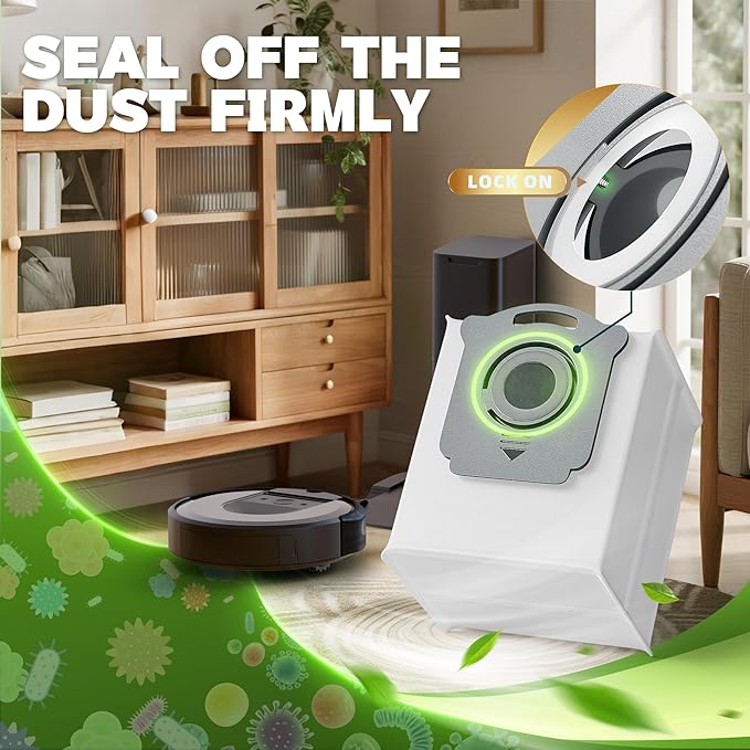 Vacuum Bags Replacement Compatible with iRobot Roomba i7, i7+, i3, i3+, i1+, i4, i4+, i6, i6+, j7, j7+, i8, i8+,s9, s9+ Plus, i & s & j Series Clean Base Automatic Dirt Disposal Bags, Pack of 6