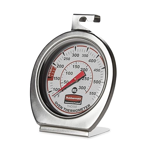Rubbermaid Commercial Products Stainless Steel Monitoring Thermometer, Safe for Inside Oven/Grill/Smoker, 60-580°F Range, Easy to Read Food Thermometer For Food Resturant/Home Cooking