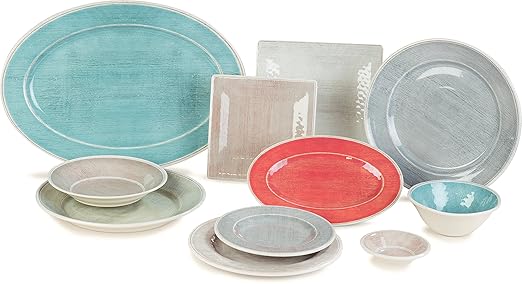 Carlisle FoodService Products Grove Resuable Plastic Oval Plate with Wide Rim for Home and Restaurant, Melamine, 12 x 8 Inches, Smoke, (Pack of 12)