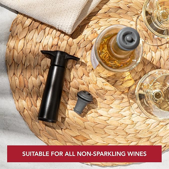 Vacu Vin Wine Saver Pump Blue with Vacuum Wine Stopper - Keep Your Wine Fresh for up to 10 Days - 1 Pump 8 Stoppers - Reusable - Made in the Netherlands