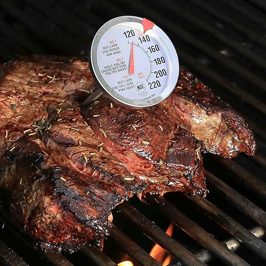 Escali AH1 2 Pack Oven Safe Meat Thermometers, Stainless Steel, Thermometer with 2.5 inch Large Dial, Oven and Grill Safe Temperature Gauge for Cooking, Roasting, Baking, Candy, Steak, Turkey