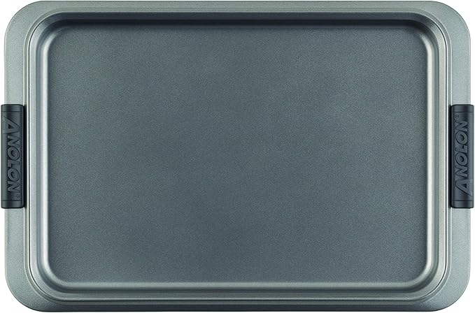 Anolon Advanced Nonstick Bakeware with Grips, Nonstick Cookie Sheet / Baking Sheet - 10 Inch x 15 Inch, Gray