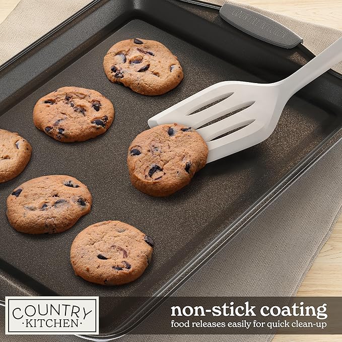 Country Kitchen Nonstick Stackable Bakeware Set - Heavy Duty, Durable, Easy Release Baking Set, Grey, 10 Pcs