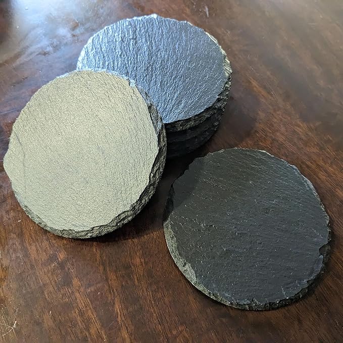Ride The Fire: Flaming Chopper Motorcycle Coasters - Round Slate - Set of 5