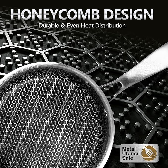 MICHELANGELO 1 Quart Saucepan with Lid, Premium Triple Ply Stainless Steel Sauce Pan with Lid, Small Saucepan with Honeycomb Interior - 1QT