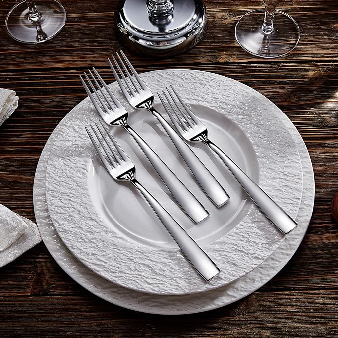 KEAWELL Premium 4-Piece Louis Dinner Fork, 18/10 Stainless Steel, Set of 4, Fine Fork Set with Squared Edge, Dishwasher Safe (8.3 inches)
