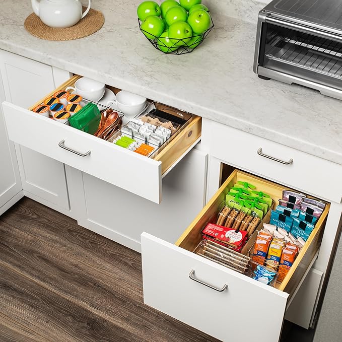 ClearSpace Pantry Organizers with Removable Dividers – Perfect Pantry Organization and Storage Bins or Kitchen Organization – Refrigerator Organizer Bins, Cabinet Organizers (2 Pack)