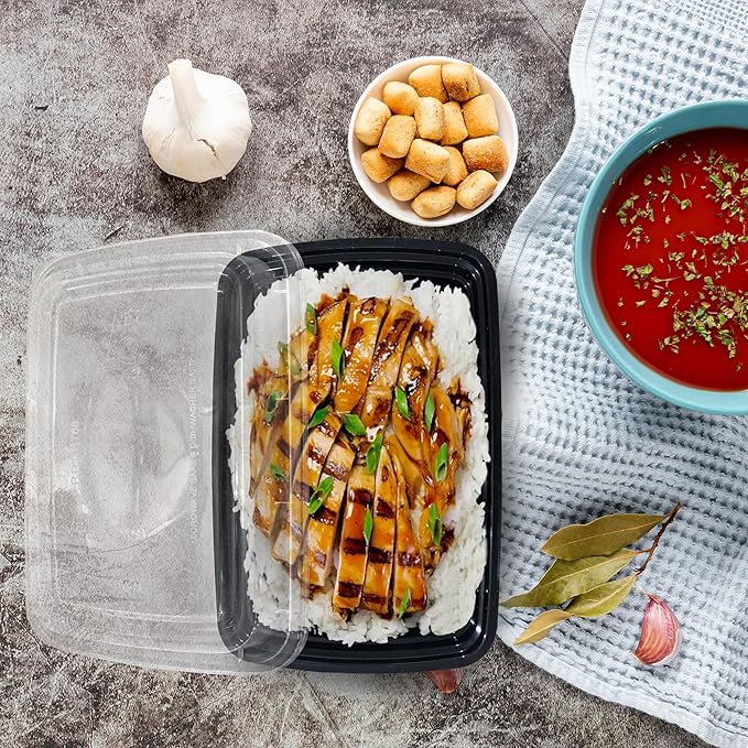 Ruthy's Outlet Meal Prep Containers W/Lids -Square Food Storage – BPA-Free| Stackable | Microwave | Freezer & Dishwasher Safe | Reusable Lunch Bento Box Portion Control & Planning (30 Pack, 12 oz)