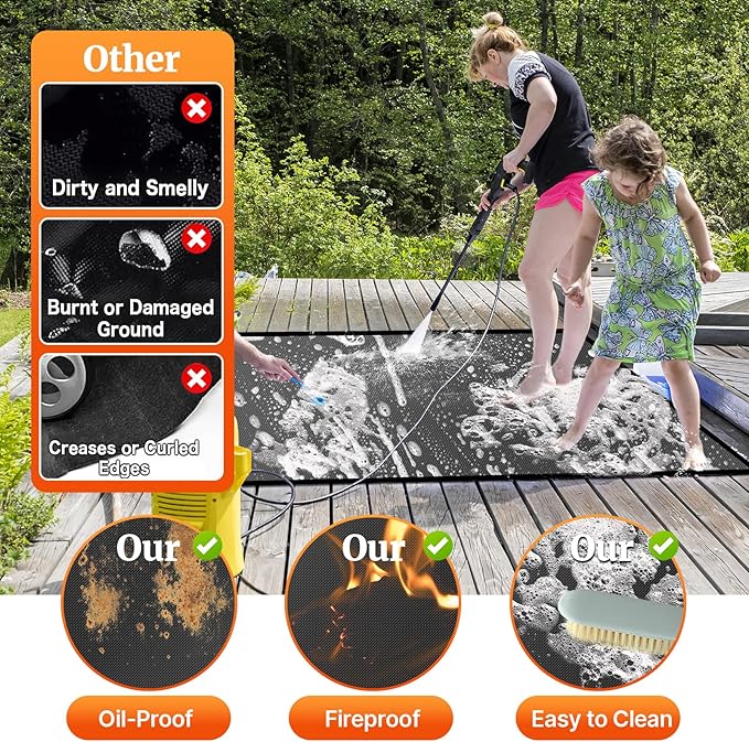 44" Square Fire Pit Mat/Under Grill Mat Fireproof Waterproof Oil-Proof, 4 Layers Fireproof Mat Fire Pit BBQ Pad Protect Mat for Deck Patio Grass Outdoor Wood Burning Fire Pit and BBQ Smoker