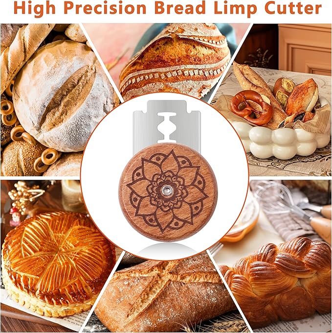 UFO Bread Lame Cutter for Homemade Sourdough,Bread Scorer Tool for Sourdough with 5 Blades and Storage Cover,Slashing Tool Bread Cutting Knife for Artisan Bread and Makers (Lotus-black)
