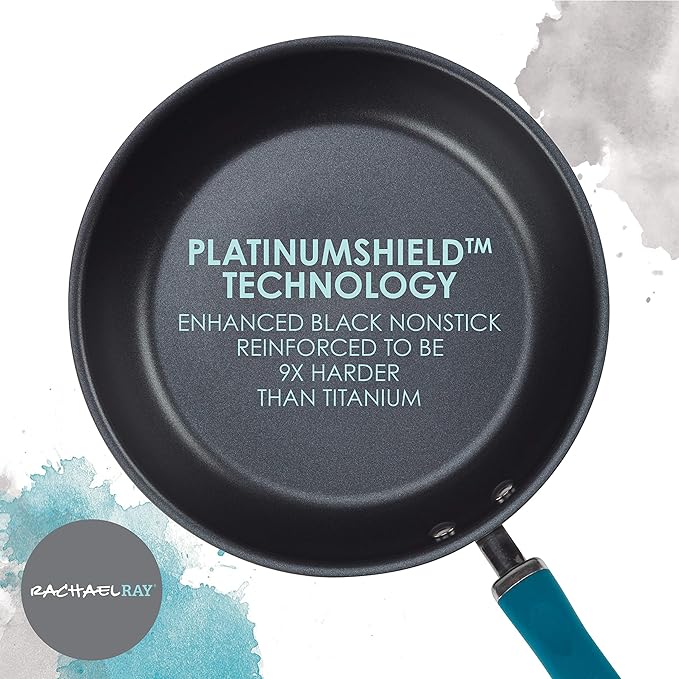 Rachael Ray Create Delicious Deep Hard Anodized Nonstick Frying Pan Set / Fry Pan Set / Hard Anodized Skillet Set - 9.5 Inch and 11.75 Inch, Gray